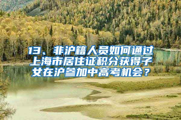 13、非沪籍人员如何通过上海市居住证积分获得子女在沪参加中高考机会？