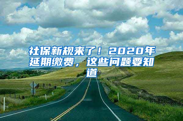 社保新规来了！2020年延期缴费，这些问题要知道