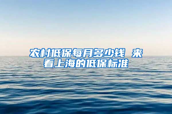 农村低保每月多少钱 来看上海的低保标准