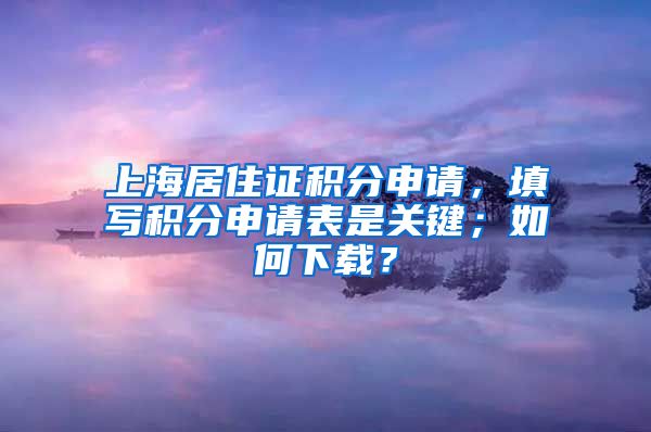 上海居住证积分申请，填写积分申请表是关键；如何下载？