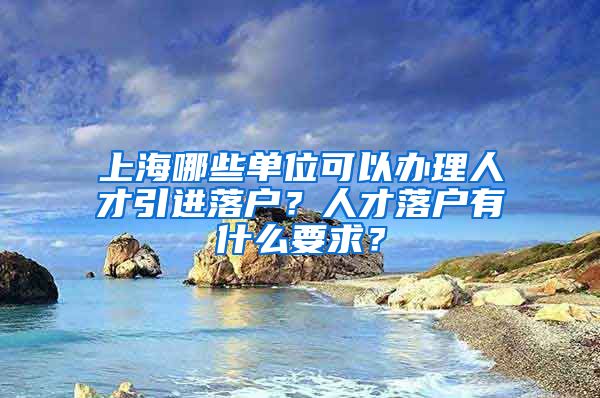 上海哪些单位可以办理人才引进落户？人才落户有什么要求？