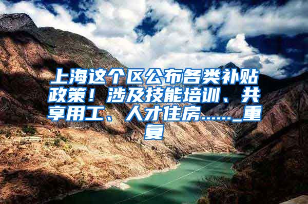 上海这个区公布各类补贴政策！涉及技能培训、共享用工、人才住房......_重复