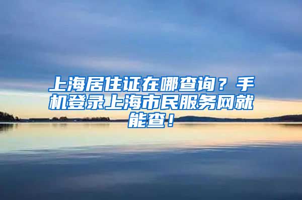 上海居住证在哪查询？手机登录上海市民服务网就能查！