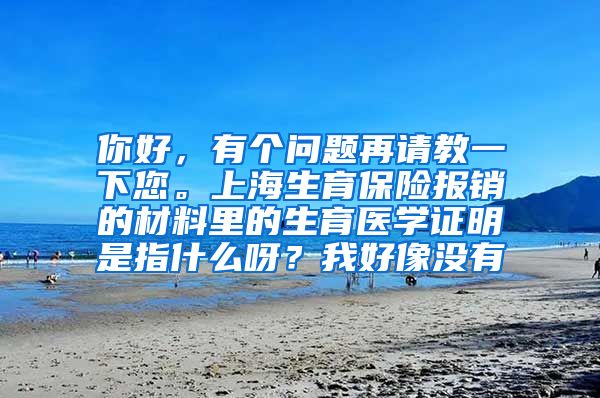 你好，有个问题再请教一下您。上海生育保险报销的材料里的生育医学证明是指什么呀？我好像没有