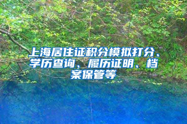 上海居住证积分模拟打分、学历查询、履历证明、档案保管等