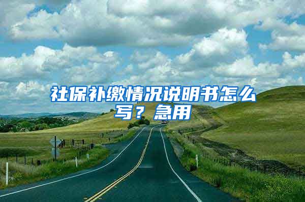 社保补缴情况说明书怎么写？急用