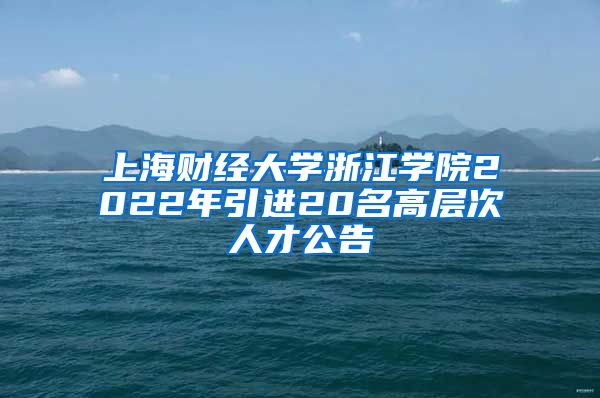 上海财经大学浙江学院2022年引进20名高层次人才公告