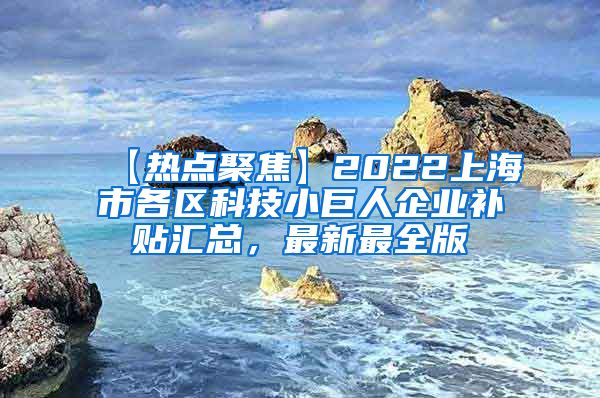 【热点聚焦】2022上海市各区科技小巨人企业补贴汇总，最新最全版