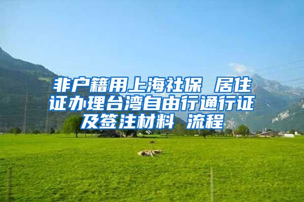 非户籍用上海社保 居住证办理台湾自由行通行证及签注材料 流程