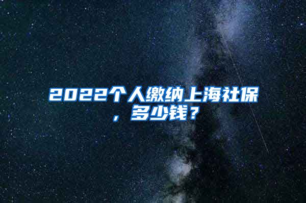 2022个人缴纳上海社保，多少钱？