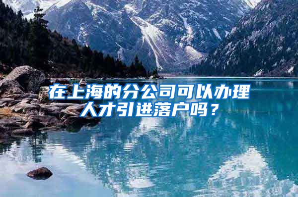 在上海的分公司可以办理人才引进落户吗？