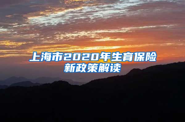 上海市2020年生育保险新政策解读