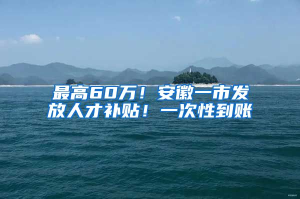 最高60万！安徽一市发放人才补贴！一次性到账