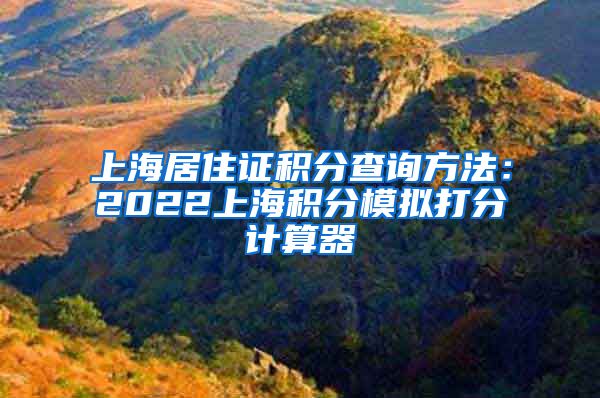 上海居住证积分查询方法：2022上海积分模拟打分计算器