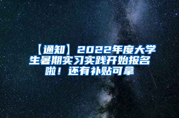 【通知】2022年度大学生暑期实习实践开始报名啦！还有补贴可拿→