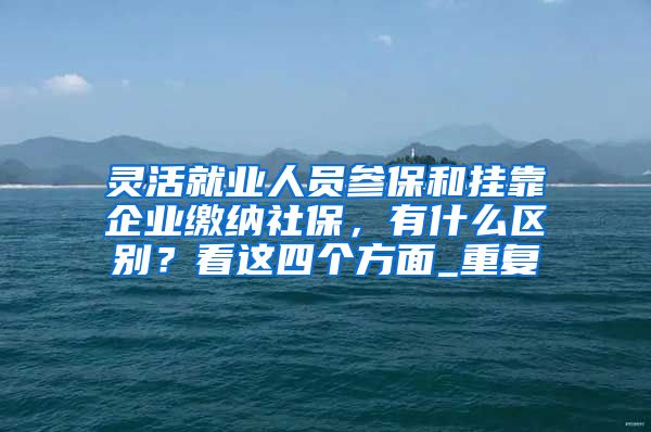 灵活就业人员参保和挂靠企业缴纳社保，有什么区别？看这四个方面_重复