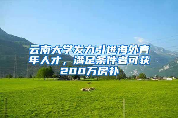 云南大学发力引进海外青年人才，满足条件者可获200万房补