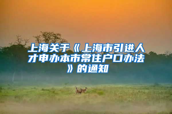 上海关于《上海市引进人才申办本市常住户口办法》的通知