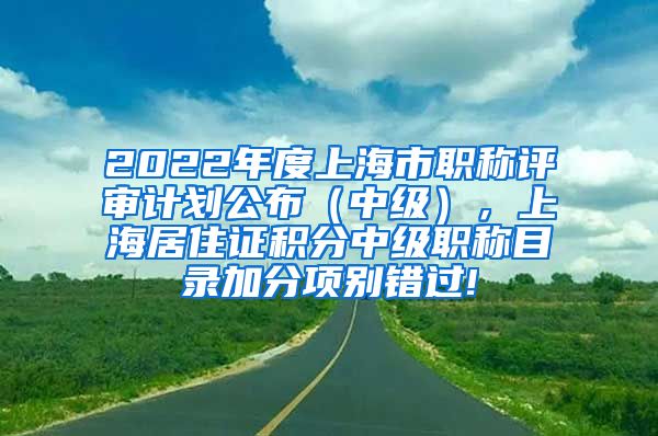 2022年度上海市职称评审计划公布（中级），上海居住证积分中级职称目录加分项别错过!