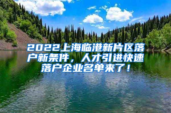 2022上海临港新片区落户新条件，人才引进快速落户企业名单来了！