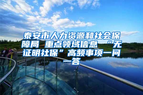 泰安市人力资源和社会保障局 重点领域信息 “无证明社保”高频事项一问一答