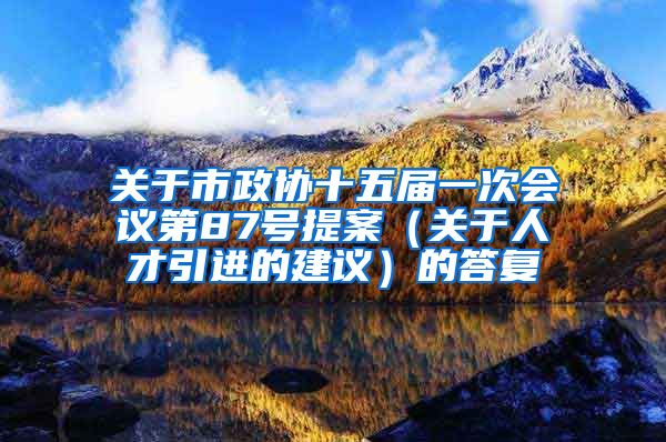 关于市政协十五届一次会议第87号提案（关于人才引进的建议）的答复