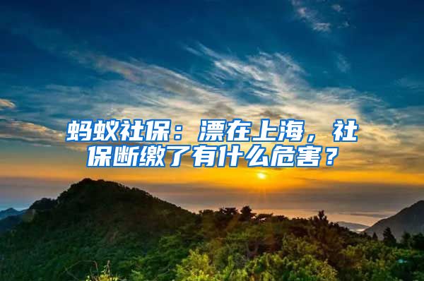 蚂蚁社保：漂在上海，社保断缴了有什么危害？