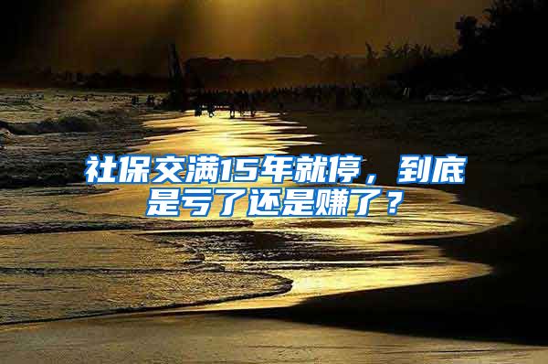 社保交满15年就停，到底是亏了还是赚了？