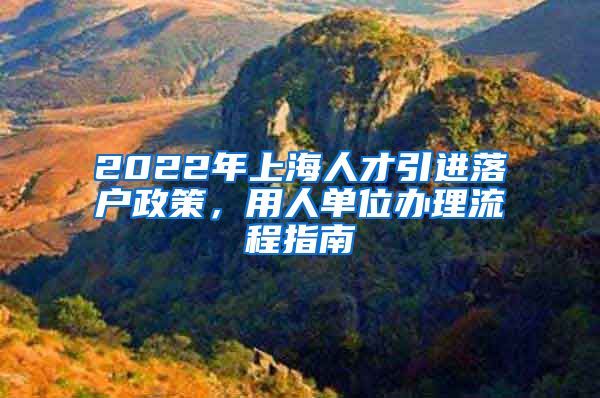 2022年上海人才引进落户政策，用人单位办理流程指南