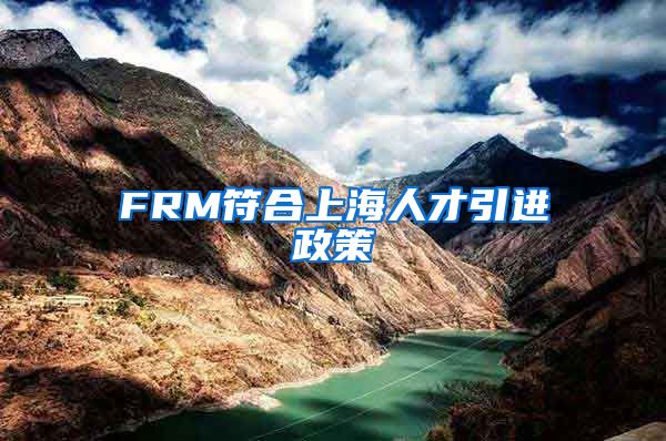 FRM符合上海人才引进政策