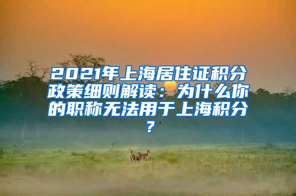 2021年上海居住证积分政策细则解读：为什么你的职称无法用于上海积分？