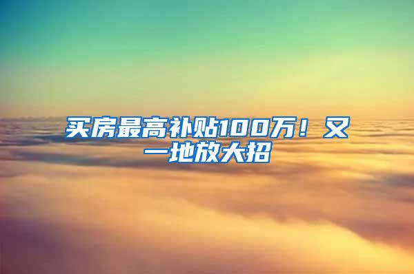 买房最高补贴100万！又一地放大招