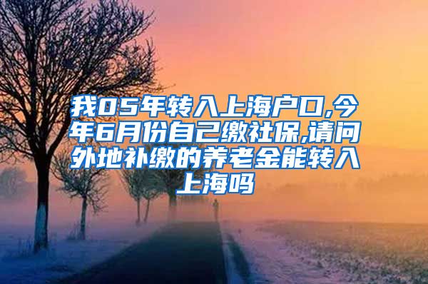 我05年转入上海户口,今年6月份自己缴社保,请问外地补缴的养老金能转入上海吗