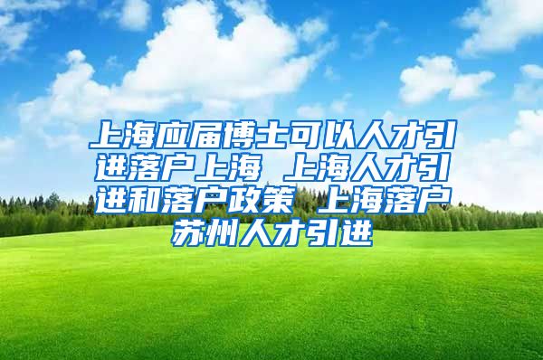 上海应届博士可以人才引进落户上海 上海人才引进和落户政策 上海落户苏州人才引进