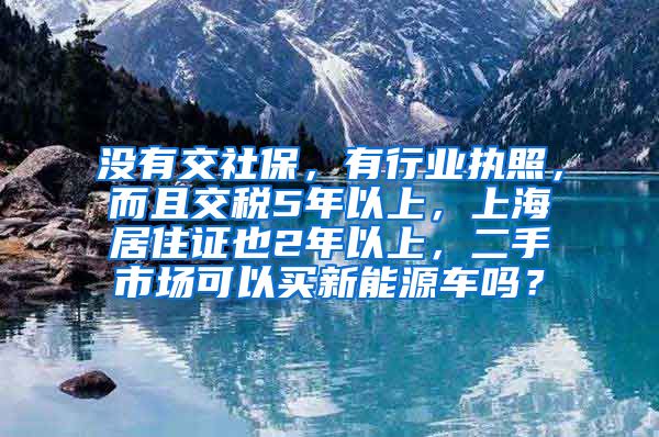 没有交社保，有行业执照，而且交税5年以上，上海居住证也2年以上，二手市场可以买新能源车吗？