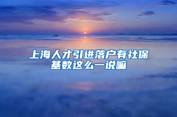 上海人才引进落户有社保基数这么一说嘛