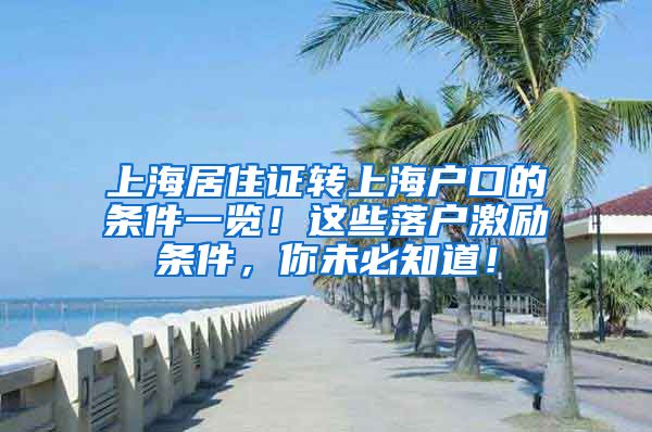 上海居住证转上海户口的条件一览！这些落户激励条件，你未必知道！