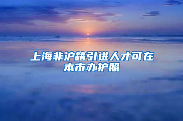 上海非沪籍引进人才可在本市办护照