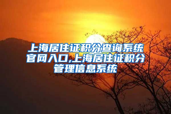上海居住证积分查询系统官网入口,上海居住证积分管理信息系统