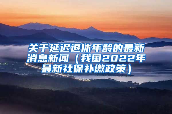 关于延迟退休年龄的最新消息新闻（我国2022年最新社保补缴政策）