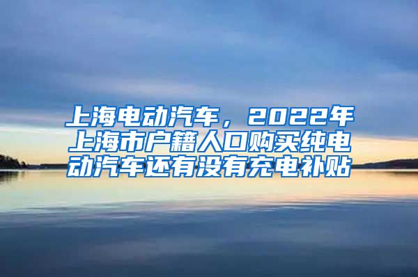 上海电动汽车，2022年上海市户籍人口购买纯电动汽车还有没有充电补贴