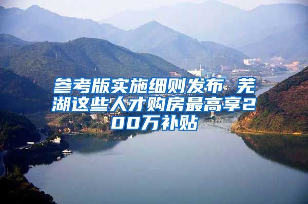 参考版实施细则发布 芜湖这些人才购房最高享200万补贴