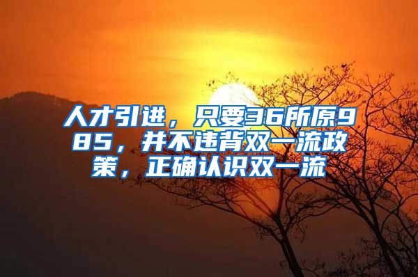 人才引进，只要36所原985，并不违背双一流政策，正确认识双一流