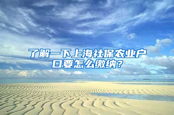 了解一下上海社保农业户口要怎么缴纳？