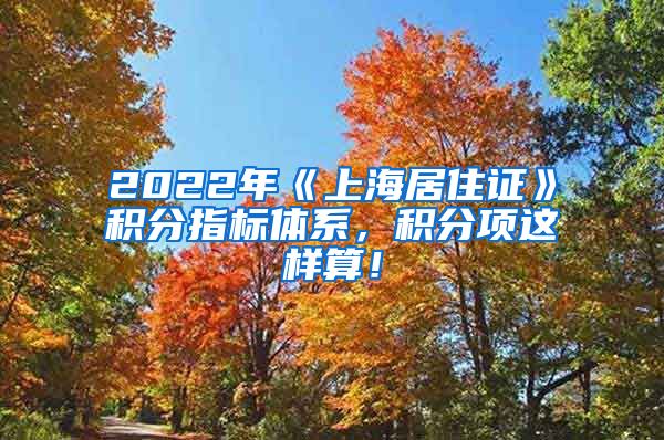 2022年《上海居住证》积分指标体系，积分项这样算！