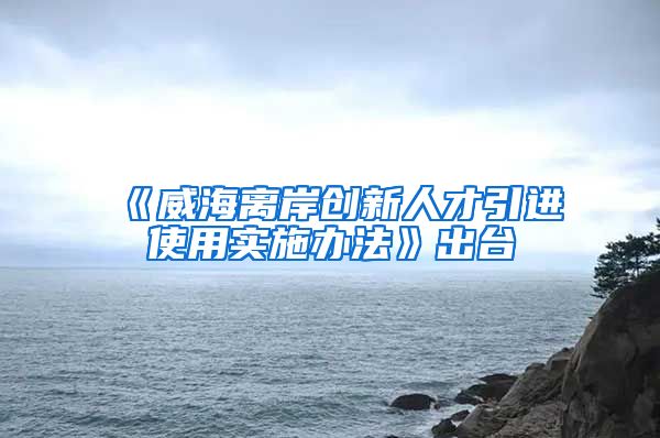 《威海离岸创新人才引进使用实施办法》出台