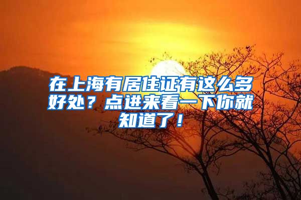 在上海有居住证有这么多好处？点进来看一下你就知道了！