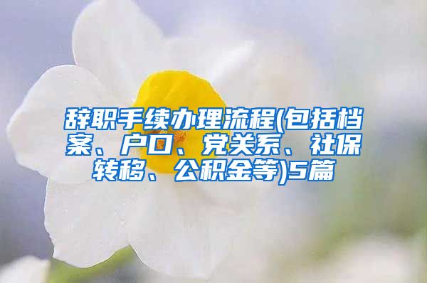 辞职手续办理流程(包括档案、户口、党关系、社保转移、公积金等)5篇