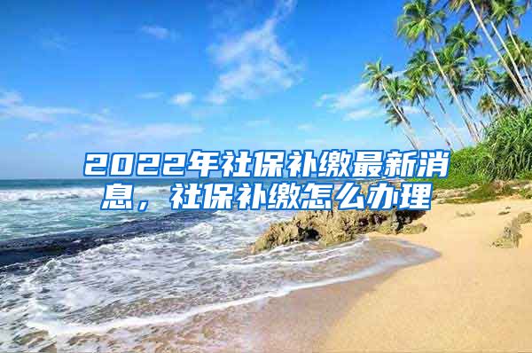 2022年社保补缴最新消息，社保补缴怎么办理