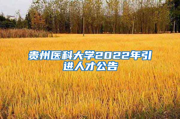 贵州医科大学2022年引进人才公告